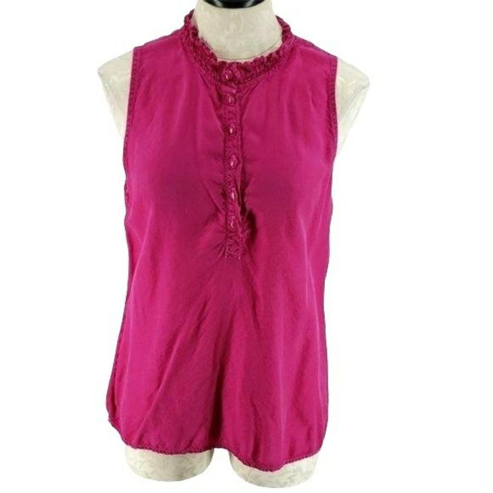 Kikapaprika ruffled neck size 8/10 sleeveless pink‎ sleeveless blouse